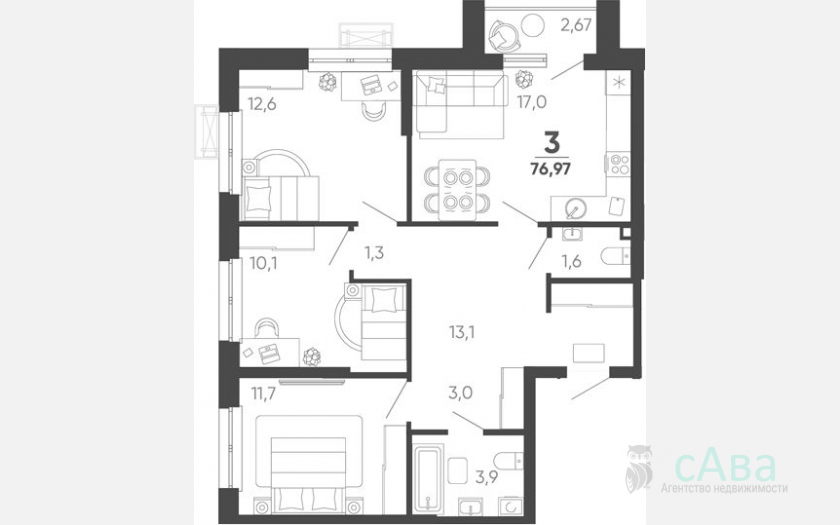 <span>Продается 3-комн. квартира,</span><span>76.17 м², 2/24 этаж </span> фото 0