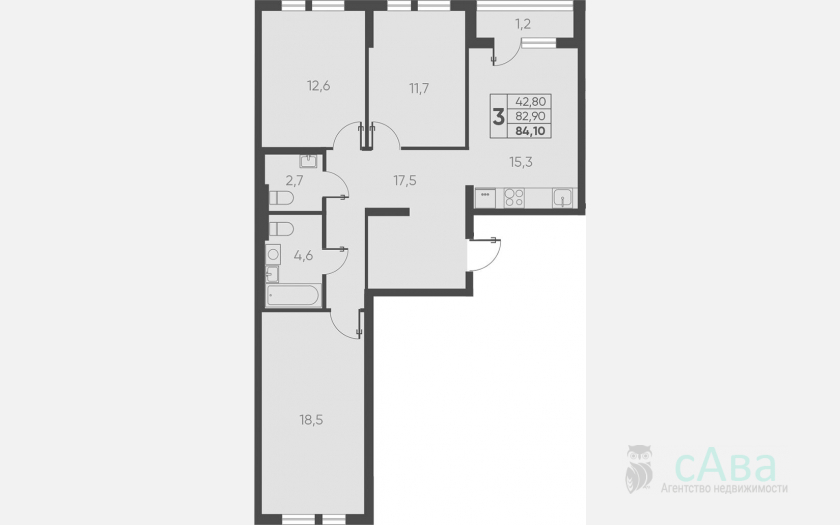 <span>Продается 3-комн. квартира,</span><span>82.90 м², 2/15 этаж </span> фото 0