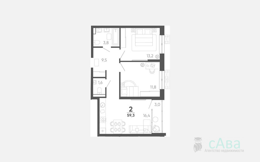 <span>Продается 2-комн. квартира,</span><span>56.30 м², 3/15 этаж </span> фото 0