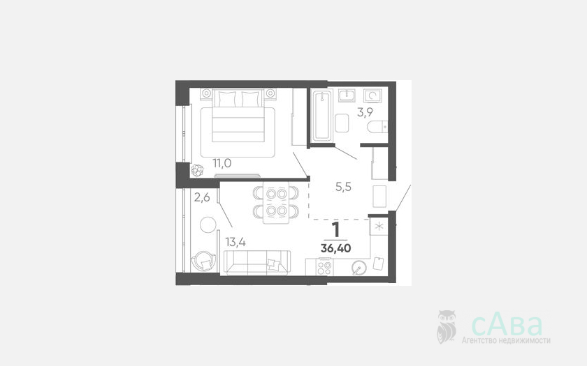 <span>Продается 1-комн. квартира,</span><span>33.80 м², 2/24 этаж </span> фото 0