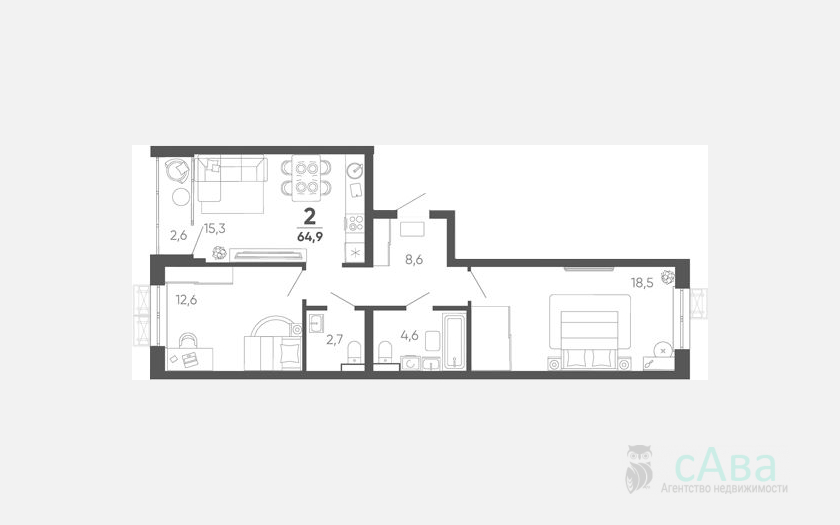 <span>Продается 2-комн. квартира,</span><span>62.30 м², 10/15 этаж </span> фото 0