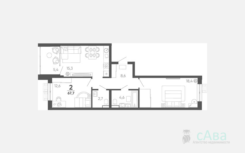 <span>Продается 2-комн. квартира,</span><span>62.30 м², 11/15 этаж </span> фото 0