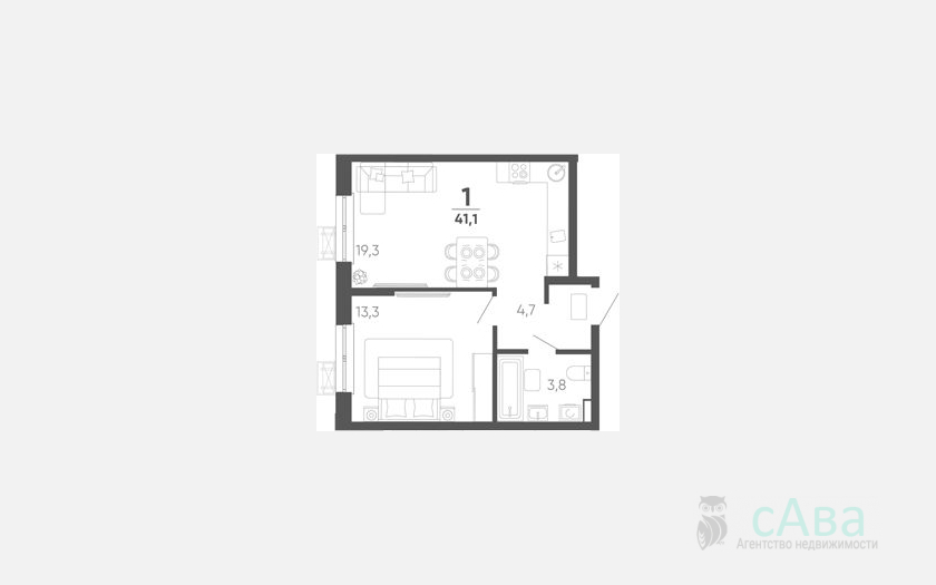 <span>Продается 1-комн. квартира,</span><span>41.10 м², 13/15 этаж </span> фото 0