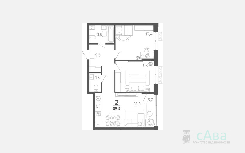 <span>Продается 2-комн. квартира,</span><span>56.50 м², 14/15 этаж </span> фото 0