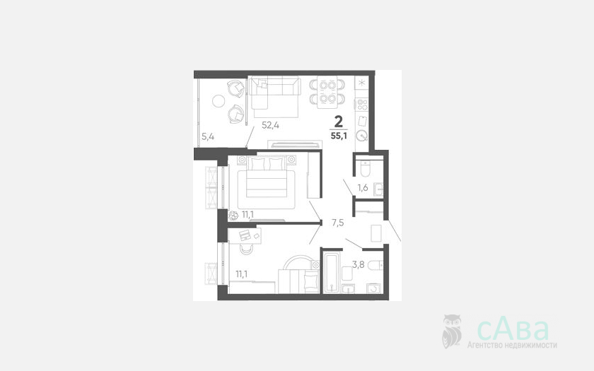 <span>Продается 2-комн. квартира,</span><span>49.70 м², 14/15 этаж </span> фото 0