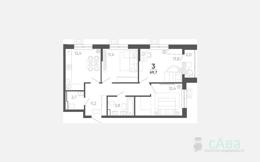 <span>Продается 3-комн. квартира,</span><span>67.70 м², 15/15 этаж </span> фото 0