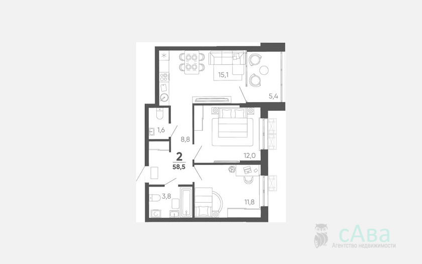 <span>Продается 2-комн. квартира,</span><span>53.10 м², 3/15 этаж </span> фото 0