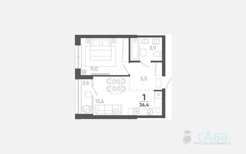 <span>Продается 1-комн. квартира,</span><span>33.80 м², 5/24 этаж </span> фото 0