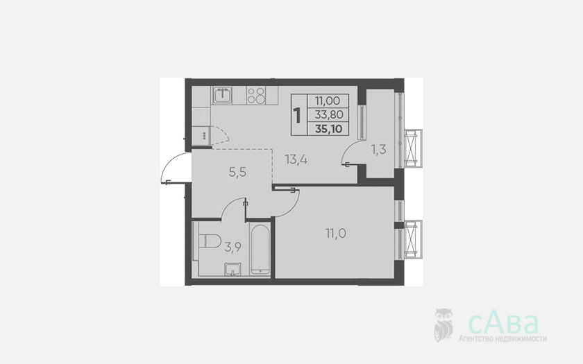 <span>Продается 1-комн. квартира,</span><span>33.80 м², 18/24 этаж </span> фото 0