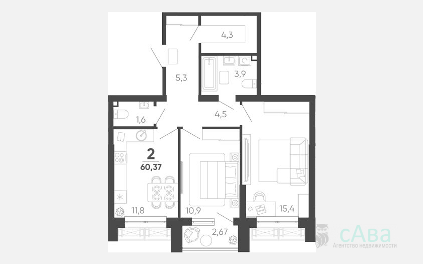 <span>Продается 2-комн. квартира,</span><span>59.57 м², 12/24 этаж </span> фото 0
