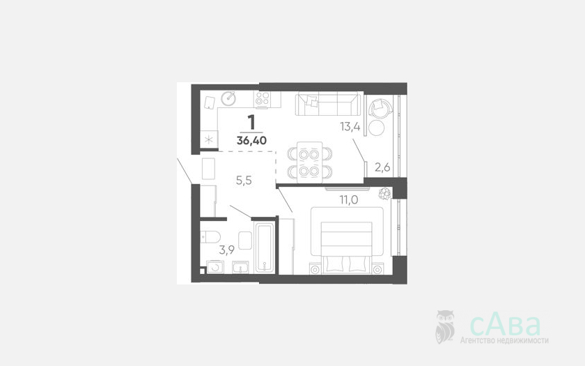 <span>Продается 1-комн. квартира,</span><span>33.80 м², 24/24 этаж </span> фото 0