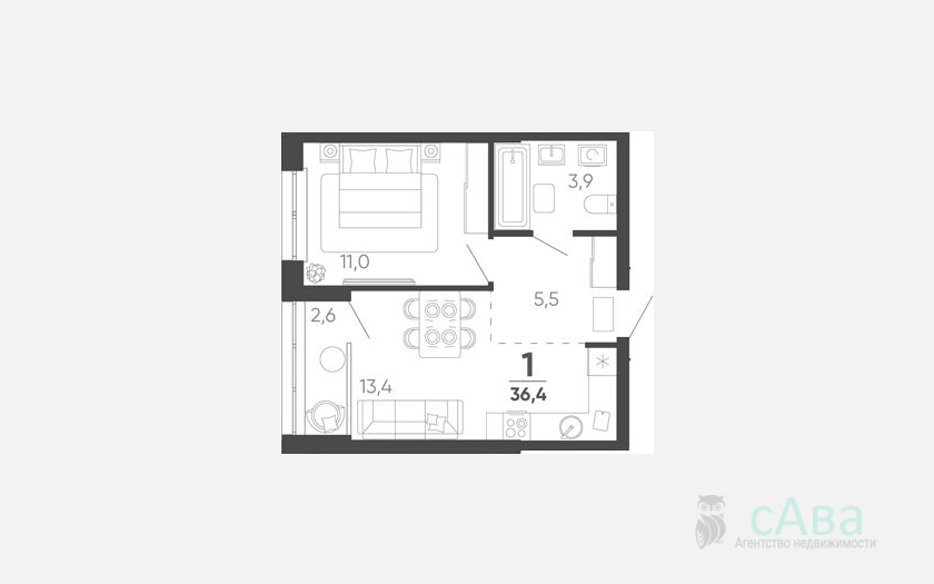 <span>Продается 1-комн. квартира,</span><span>35.10 м², 19/24 этаж </span> фото 0