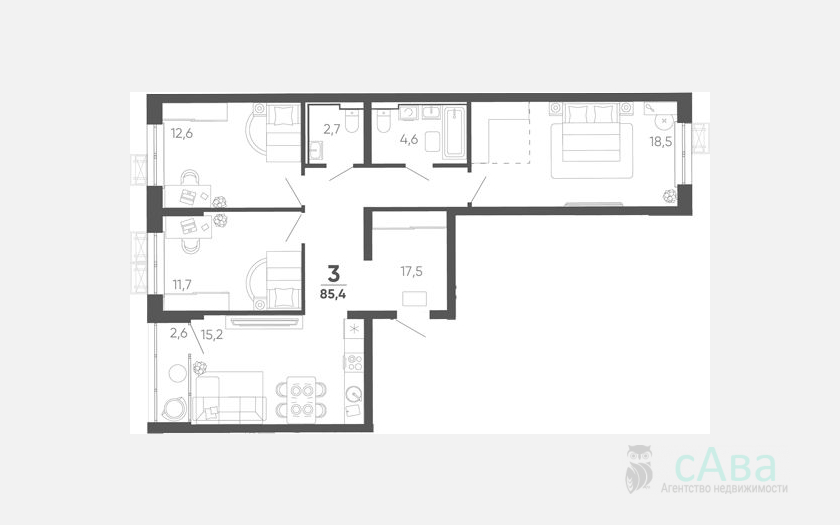 <span>Продается 3-комн. квартира,</span><span>82.80 м², 13/15 этаж </span> фото 0