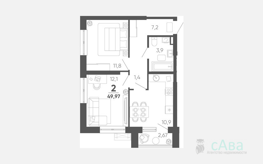 <span>Продается 2-комн. квартира,</span><span>47.30 м², 24/24 этаж </span> фото 0