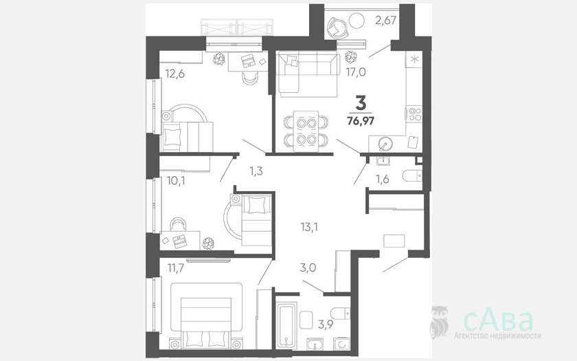 <span>Продается 3-комн. квартира,</span><span>74.30 м², 18/24 этаж </span> фото 0