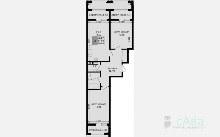 <span>Продается 2-комн. квартира,</span><span>64.47 м², 7/8 этаж </span> фото 3