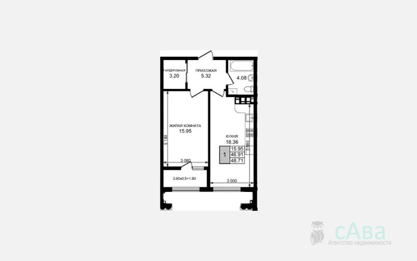 <span>Продается 1-комн. квартира,</span><span>46.91 м², 5/8 этаж </span> фото 2