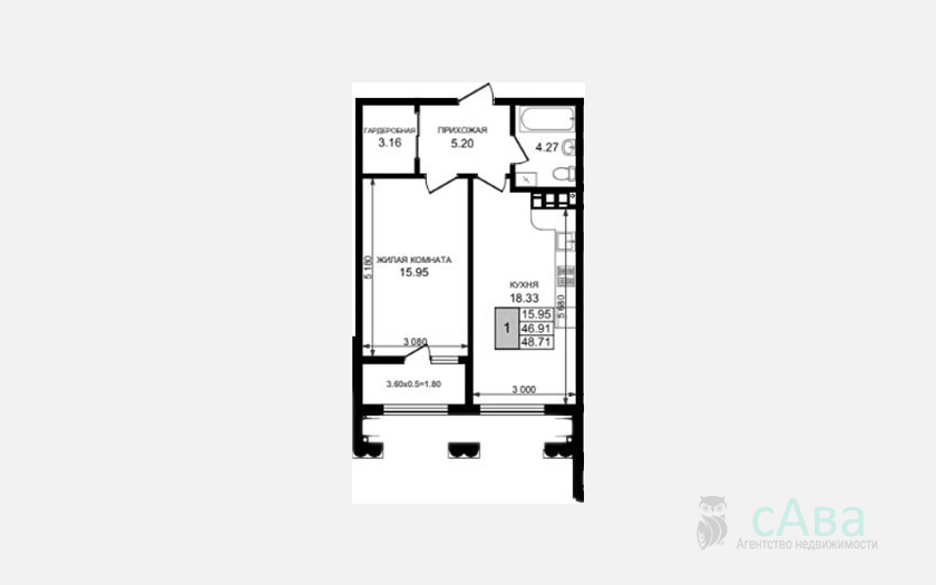 <span>Продается 1-комн. квартира,</span><span>47.65 м², 5/8 этаж </span> фото 7