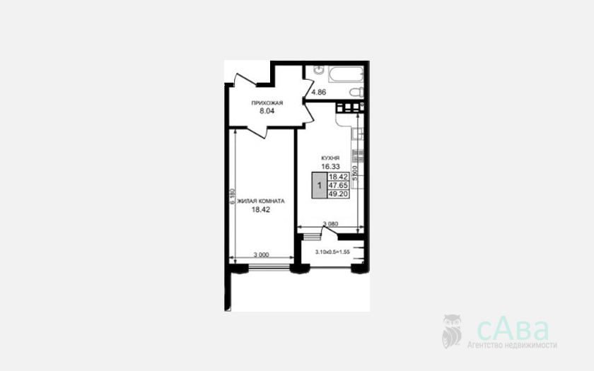 <span>Продается 1-комн. квартира,</span><span>47.65 м², 5/8 этаж </span> фото 0