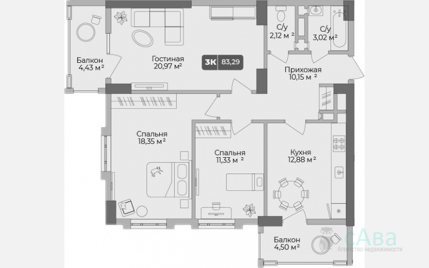 <span>Продается 3-комн. квартира,</span><span>80.61 м², 17/17 этаж </span> фото 0