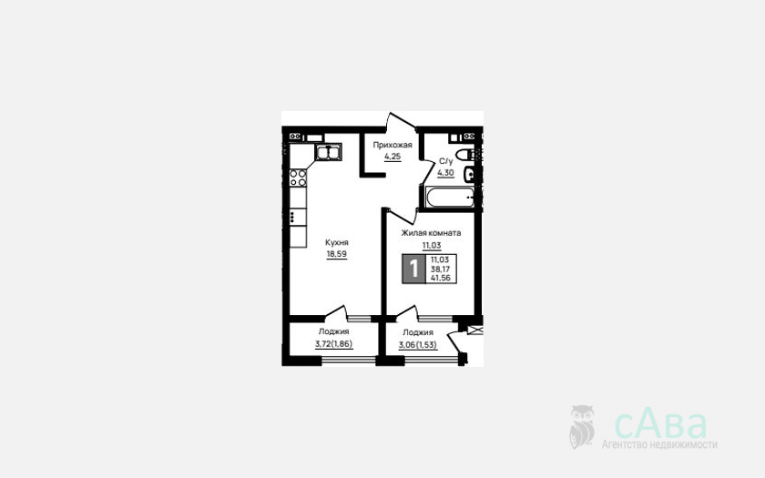 <span>Продается 1-комн. квартира,</span><span>38.17 м², 3/18 этаж </span> фото 0