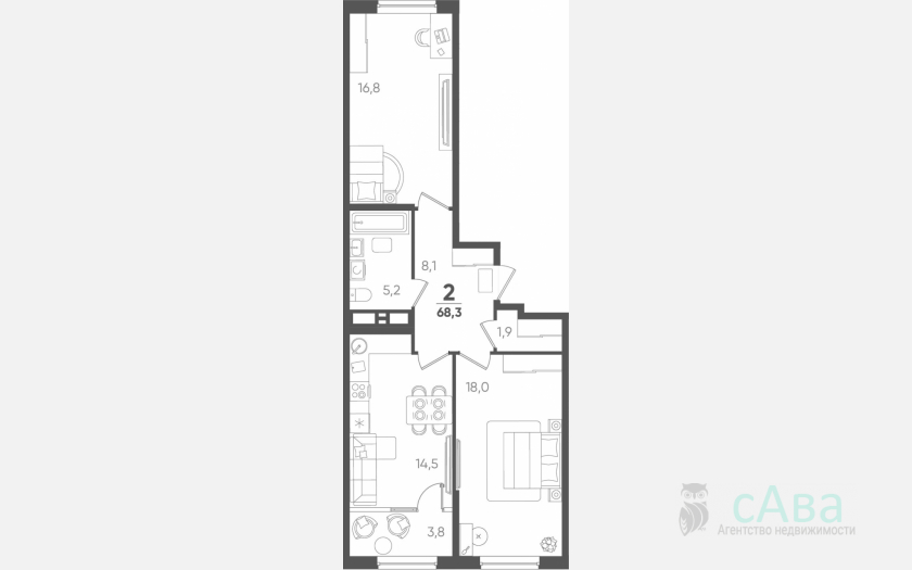 <span>Продается 2-комн. квартира,</span><span>64.50 м², 9/18 этаж </span> фото 0