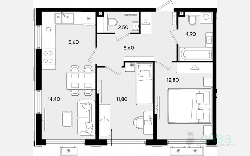 <span>Продается 3-комн. квартира,</span><span>60.60 м², 2/9 этаж </span> фото 0