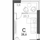 студия, 24.80 м², 16/18 этаж фото 0
