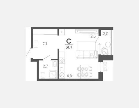 студия, 29.10 м², 12/15 этаж фото 0