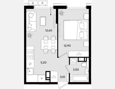2-комн. квартира, 37.30 м², 15/18 этаж фото 0