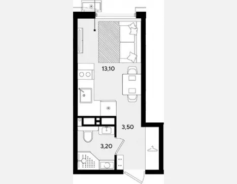 студия, 19.80 м², 15/18 этаж фото 0