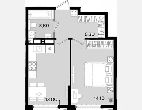 2-комн. квартира, 37.30 м², 16/18 этаж фото 3