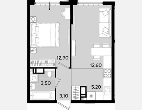 2-комн. квартира, 37.30 м², 16/18 этаж фото 0