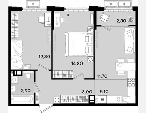 3-комн. квартира, 56.30 м², 3/18 этаж фото 3