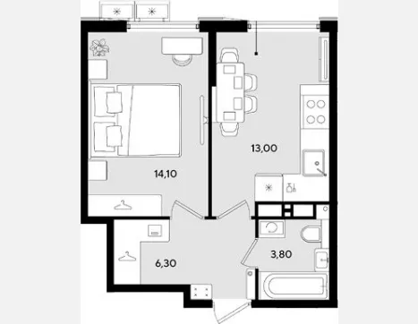 1-комн. квартира, 36 м², 15/18 этаж фото 1