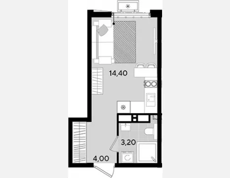 студия, 20.90 м², 16/18 этаж фото 4