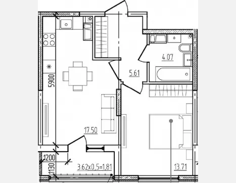 2-комн. квартира, 40.89 м², 5/9 этаж фото 0
