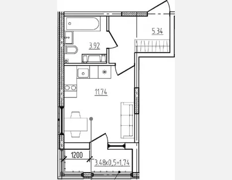 студия, 21 м², 6/9 этаж фото 0