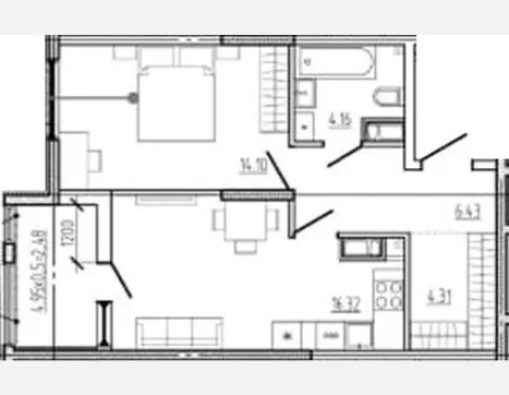 2-комн. квартира, 45.32 м², 15/18 этаж фото 0