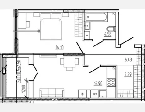 2-комн. квартира, 46.30 м², 1/18 этаж фото 0