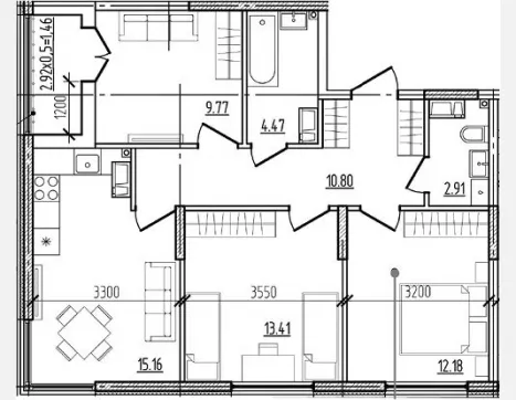 3-комн. квартира, 68.70 м², 2/9 этаж фото 0