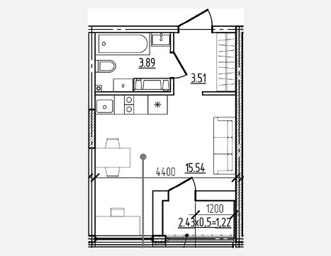 студия, 22.94 м², 9/9 этаж фото 0