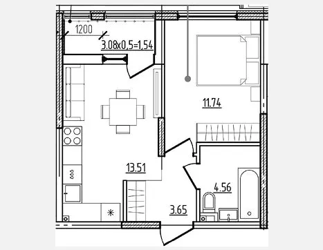1-комн. квартира, 33.46 м², 1/9 этаж фото 0