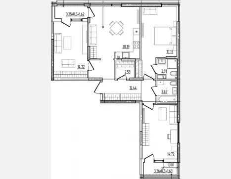 3-комн. квартира, 88.61 м², 1/9 этаж фото 0