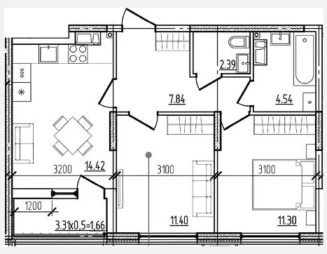 3-комн. квартира, 82.67 м², 2/9 этаж фото 3