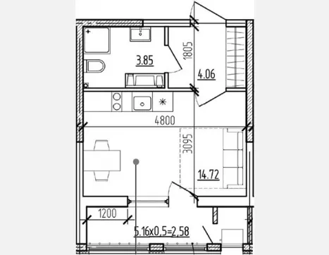 студия, 22.63 м², 2/9 этаж фото 0