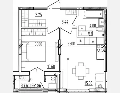 2-комн. квартира, 36.17 м², 6/9 этаж фото 0