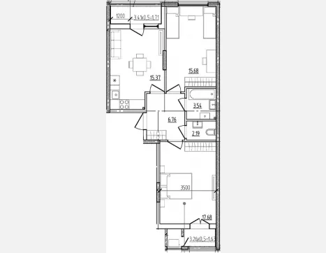 3-комн. квартира, 60.45 м², 3/9 этаж фото 0