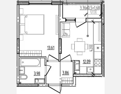 1-комн. квартира, 33.54 м², 4/9 этаж фото 0