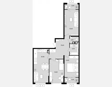 4-комн. квартира, 83.40 м², 6/9 этаж фото 0